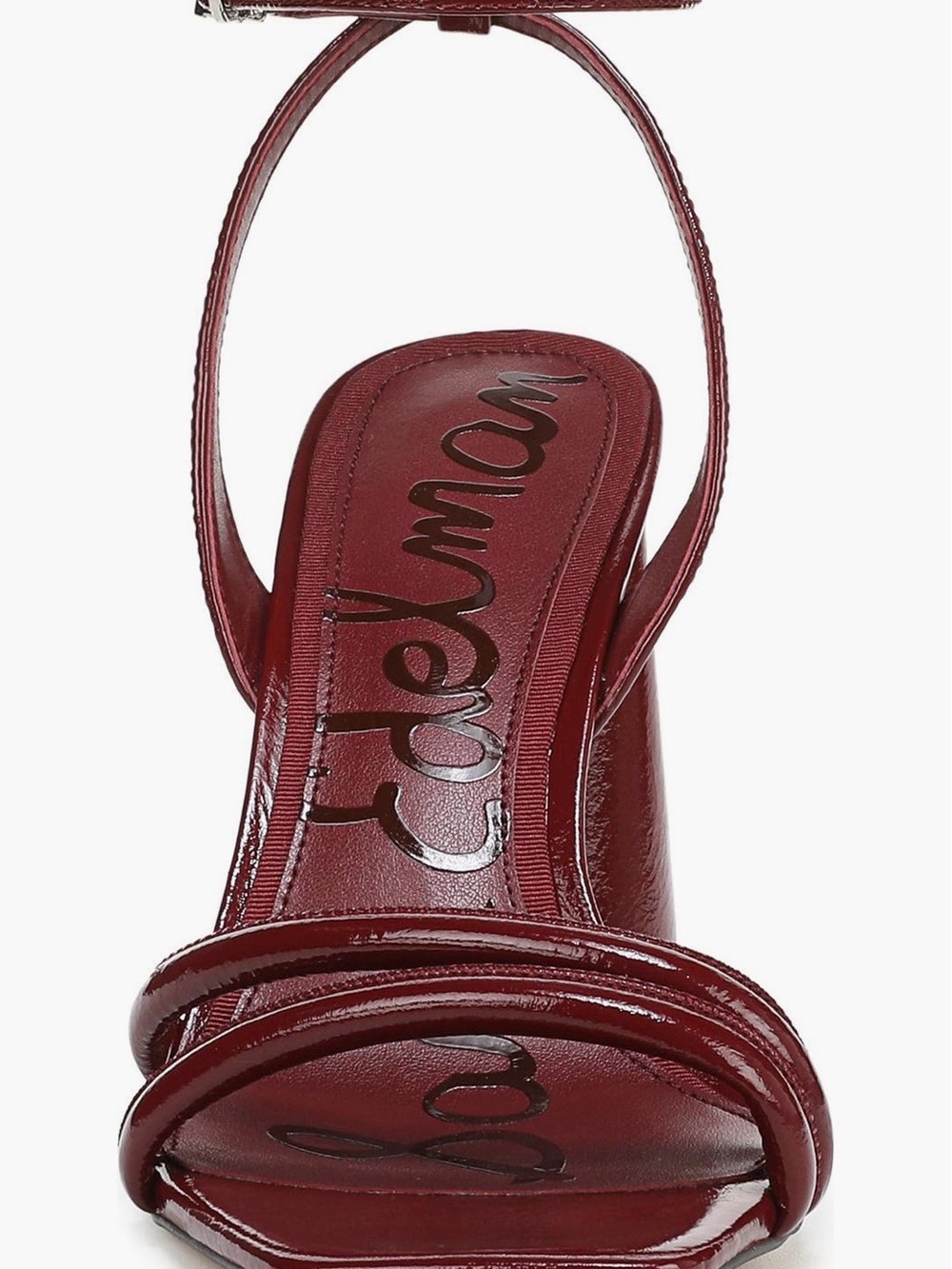 Sam Edelman Red Merlot Patent Leather Ankle-Strap Block Heel Sandals Size 9.5 - Picture 4 of 16